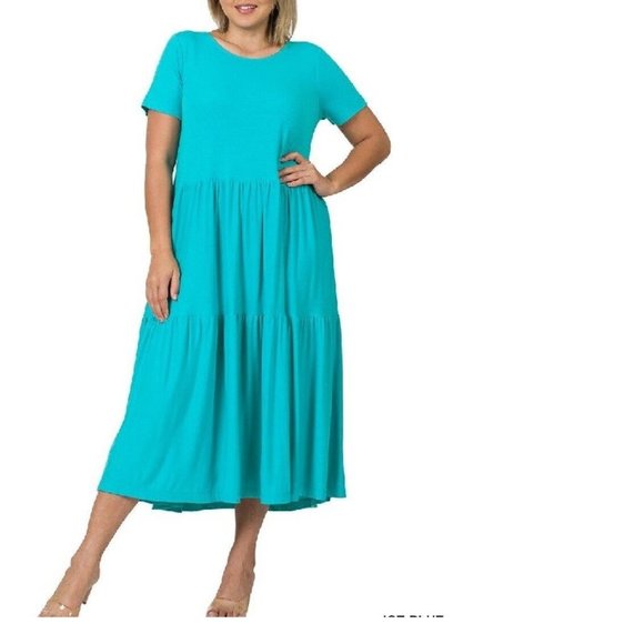 Zenana Woven Smocked Ruffle Sleeve Midi Dress main image 1